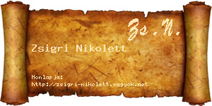 Zsigri Nikolett névjegykártya